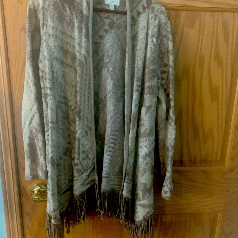 Lucky Brand open front cardigan with fringe. Sz S